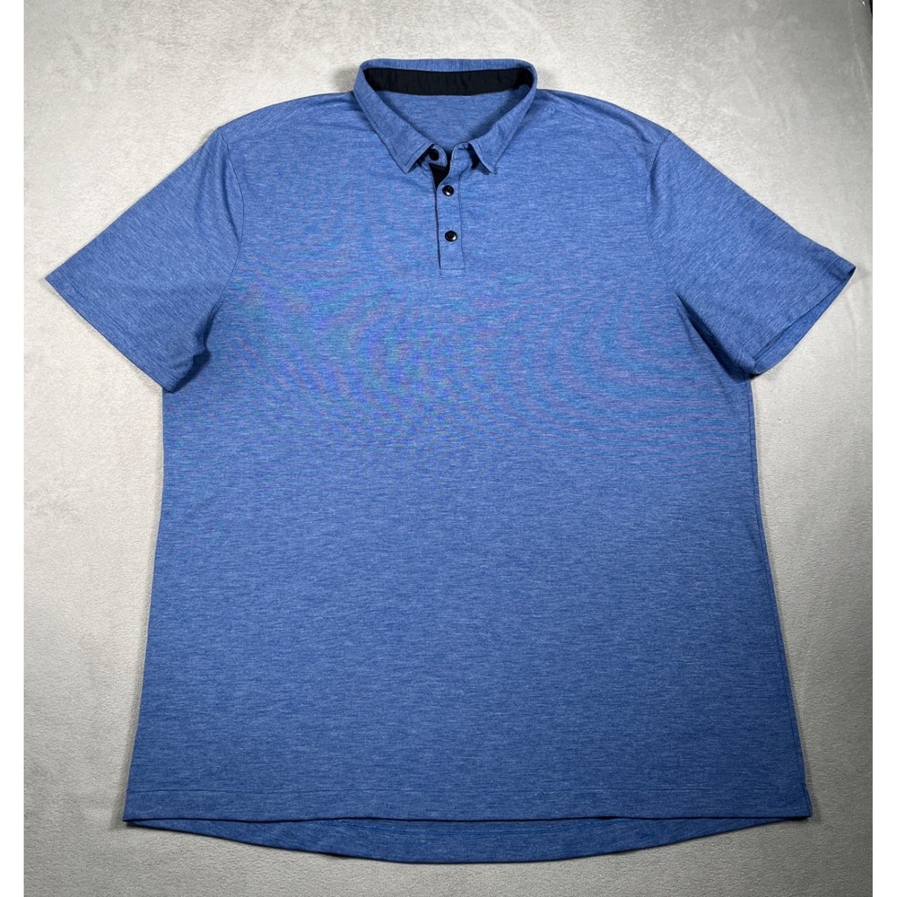 Lululemon Evolution Polo Shirt Mens XL Blue Heathered Silverescent Stretch Golf